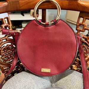 Dark red leather circle crossbody